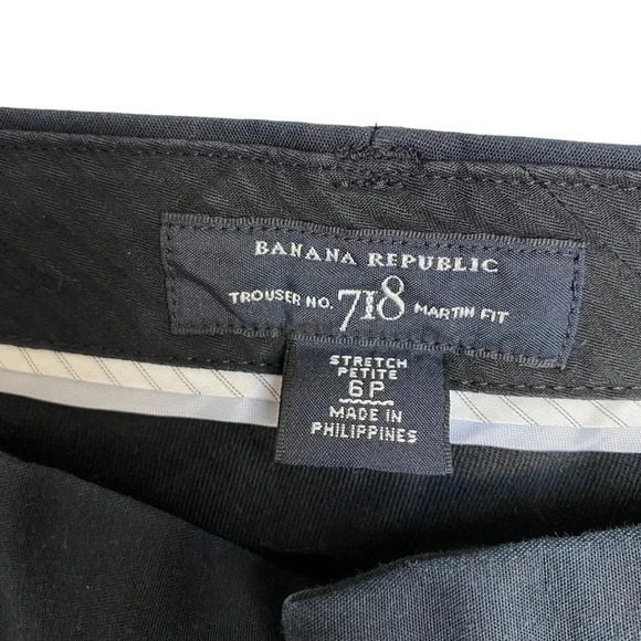 Banana Republic Martin Fit 718 Black Trouser Pants 6P | Petite Straight Leg - Picture 9 of 10